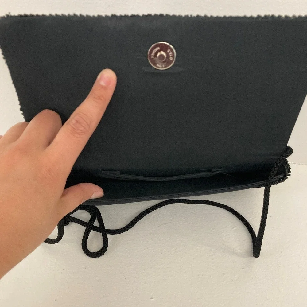 VTG‎ Black Beaded Evening Clutch Bag Purse Formal Cocktail Glam Gatsby Flapper